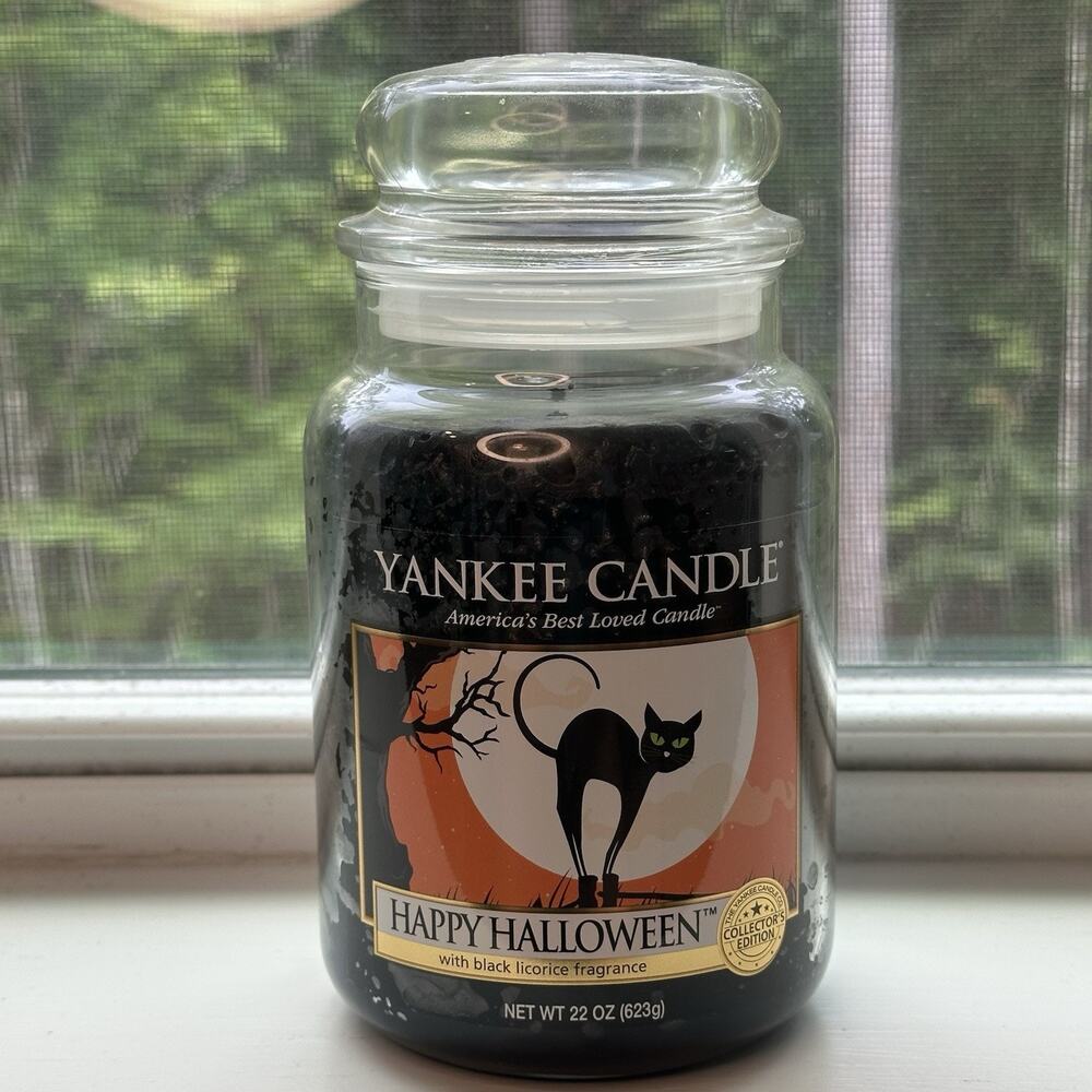 Yankee Candle Happy Halloween Cat 22oz Black Licorice Collectors Edition Retired